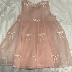 Zara Pink Bow Embellished Kids Dress